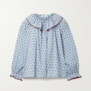 DOEN Jemma Top Azure Swiss Dot | L